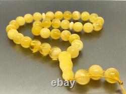 Islamic 33 Prayer Beads Gift Round BALTIC Amber TASBIH Mat Opaque Bead 21g 15580