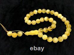 Islamic 33 Prayer Beads Gift Round BALTIC Amber TASBIH Mat Opaque Bead 21g 15580