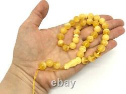 Islamic 33 Prayer Beads Gift Round BALTIC Amber TASBIH Mat Opaque Bead 21g 15580