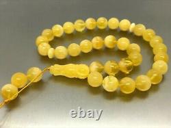 Islamic 33 Prayer Beads Gift Round BALTIC Amber TASBIH Mat Opaque Bead 21g 15580