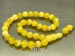 Islamic 33 Prayer Beads Gift Round BALTIC Amber TASBIH Mat Opaque Bead 21g 15581