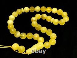 Islamic 33 Prayer Beads Gift Round BALTIC Amber TASBIH Mat Opaque Bead 21g 15581