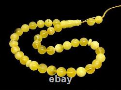 Islamic 33 Prayer Beads Gift Round BALTIC Amber TASBIH Mat Opaque Bead 21g 15581