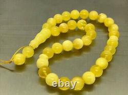 Islamic 33 Prayer Beads Gift Round BALTIC Amber TASBIH Mat Opaque Bead 21g 15581