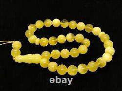 Islamic 33 Prayer Beads Gift Round BALTIC Amber TASBIH Mat Opaque Bead 21g 15581