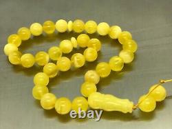 Islamic 33 Prayer Beads Gift Round BALTIC Amber TASBIH Mat Opaque Bead 21g 15581