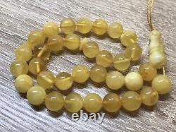 Islamic 33 Prayer Beads Gift Round NATURAL Baltic Amber Tasbih Rosary 15g 10788