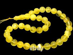 Islamic 33 Prayer Beads Gift Round NATURAL Baltic Amber Tasbih Rosary 15g 10788