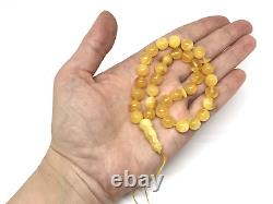 Islamic 33 Prayer Beads Gift Round NATURAL Baltic Amber Tasbih Rosary 15g 10788