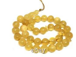 Islamic 33 Prayer Beads Gift Round NATURAL Baltic Amber Tasbih Rosary 15g 10788