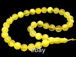 Islamic 33 Prayer Beads Gift Round NATURAL Baltic Amber Tasbih Rosary 15g 10788