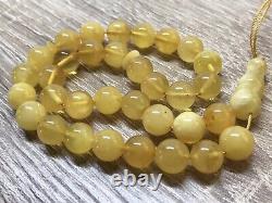 Islamic 33 Prayer Beads Gift Round NATURAL Baltic Amber Tasbih Rosary 15g 10788