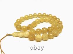 Islamic 33 Prayer Beads Gift Round NATURAL Baltic Amber Tasbih Rosary 15g 10788