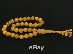 Islamic 33 Prayer Beads Natural Baltic Amber Rosary Tasbih Misbaha 34,3 gr #3766
