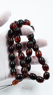 Islamic 33 Prayer Beads Natural Baltic Amber Tasbih Misbaha Muslim pressed