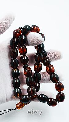 Islamic 33 Prayer Beads Natural Baltic Amber Tasbih Misbaha Muslim pressed 63gr