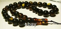 Islamic 33 Prayer Beads Natural Baltic Amber Tasbih Misbaha pressed