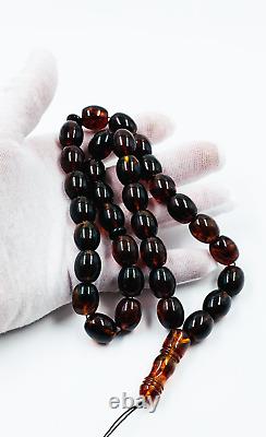 Islamic 33 Prayer Beads Natural Baltic Amber Tasbih Rosary Misbaha pressed