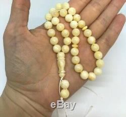 Islamic 33 Prayer Beads Natural Baltic Amber Yellow White Misbaha 15,6gr #4577