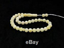 Islamic 33 Prayer Beads Natural Baltic Amber Yellow White Misbaha 16,6gr #4583