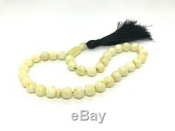 Islamic 33 Prayer Beads Natural Baltic Amber Yellow White Misbaha 17 gr #4577