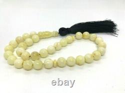 Islamic 33 Prayer Beads Natural Baltic Amber Yellow White Misbaha 17 gr 4577
