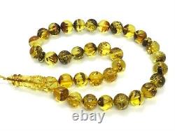 Islamic 33 Prayer Beads Round 13mm NATURAL BALTIC AMBER Tasbih Misbaha 48g 12033