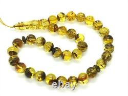 Islamic 33 Prayer Beads Round 13mm NATURAL BALTIC AMBER Tasbih Misbaha 48g 12033
