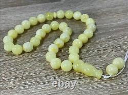 Islamic 33 Prayer Beads White Yellow Natural Baltic Amber Tasbih Misbaha21g 8001