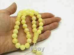 Islamic 33 Prayer Beads White Yellow Natural Baltic Amber Tasbih Misbaha21g 8001