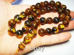 Islamic 33 Prayer beads Natural Baltic Amber Muslim Misbaha pressed