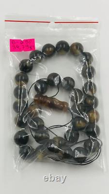 Islamic 33 Prayer beads Natural Baltic Amber Muslim Rosary pressed 34.79gr B-690