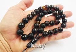 Islamic 33 Prayer beads Natural Baltic Amber Tasbih Misbaha pressed 55.13gr B-21