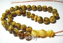 Islamic 33 Prayer beads Natural Baltic Amber rosary tasbih pressed 35,85gr B-223
