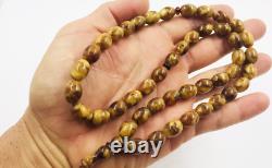 Islamic 45 Prayer beads Natural Baltic Amber Muslim Tasbih pressed