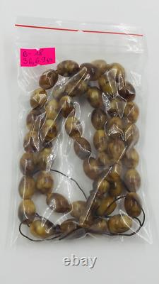 Islamic 45 Prayer beads Natural Baltic Amber Muslim Tasbih pressed