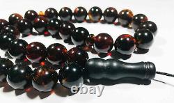 Islamic Muslim 33 Prayer Beads Natural Baltic Amber Tasbih Tesbih pressed 67grB4