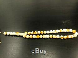 Islamic Muslim 33 Prayer White Beads Natural Baltic Amber Rosary Tasbih Misbaha