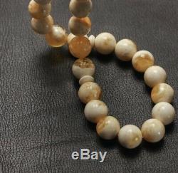 Islamic Muslim 33 Prayer White Beads Natural Baltic Amber Rosary Tasbih Misbaha