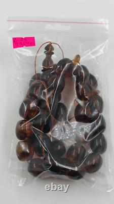 Islamic Muslim Prayer Amber 33 Beads Natural Baltic Amber Tesbih Misbaha pressed