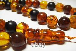 Islamic Prayer Amber 45 Beads Natural Baltic Amber rosary Tasbih pressed 35gr