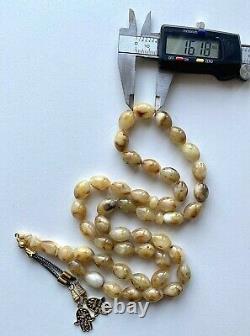 Islamic Prayer Rosary 60g. Baltic Amber Olive Beads Pressed Tesbih Misbaha