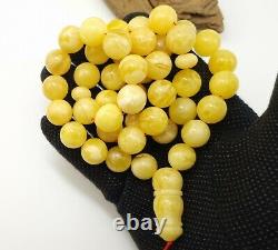 Islamic Prayer Rozary Stone Amber Natural Baltic Bead Tesbih Misbaha88,8g O-069