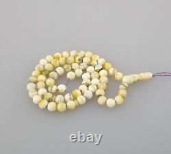Islamic Prayer Tasbih Amber Natural Baltic Bead 10,6g White Vintage Rare W-043