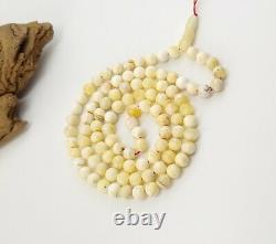 Islamic Prayer Tasbih Amber Natural Baltic Bead 17,7g White Vintage Rare A-372