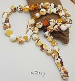 Islamic Prayer Tasbih Amber Natural Baltic White 45 Bead 51,4g Mozaika Sea F-652