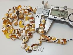 Islamic Prayer Tasbih Amber Natural Baltic White 45 Bead 51,4g Mozaika Sea F-652