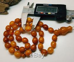 Islamic Prayer Tasbih Olive Natural Amber Baltic Bead Old 37,5g Vintage M-002