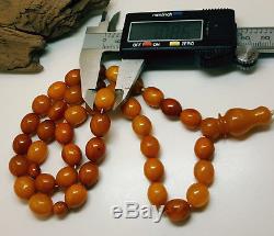 Islamic Prayer Tasbih Olive Natural Amber Baltic Bead Old 37,5g Vintage M-002