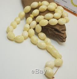 Islamic Prayer Tasbih PRESSED Amber Natural Baltic 42,1g 33 Bead White H-077